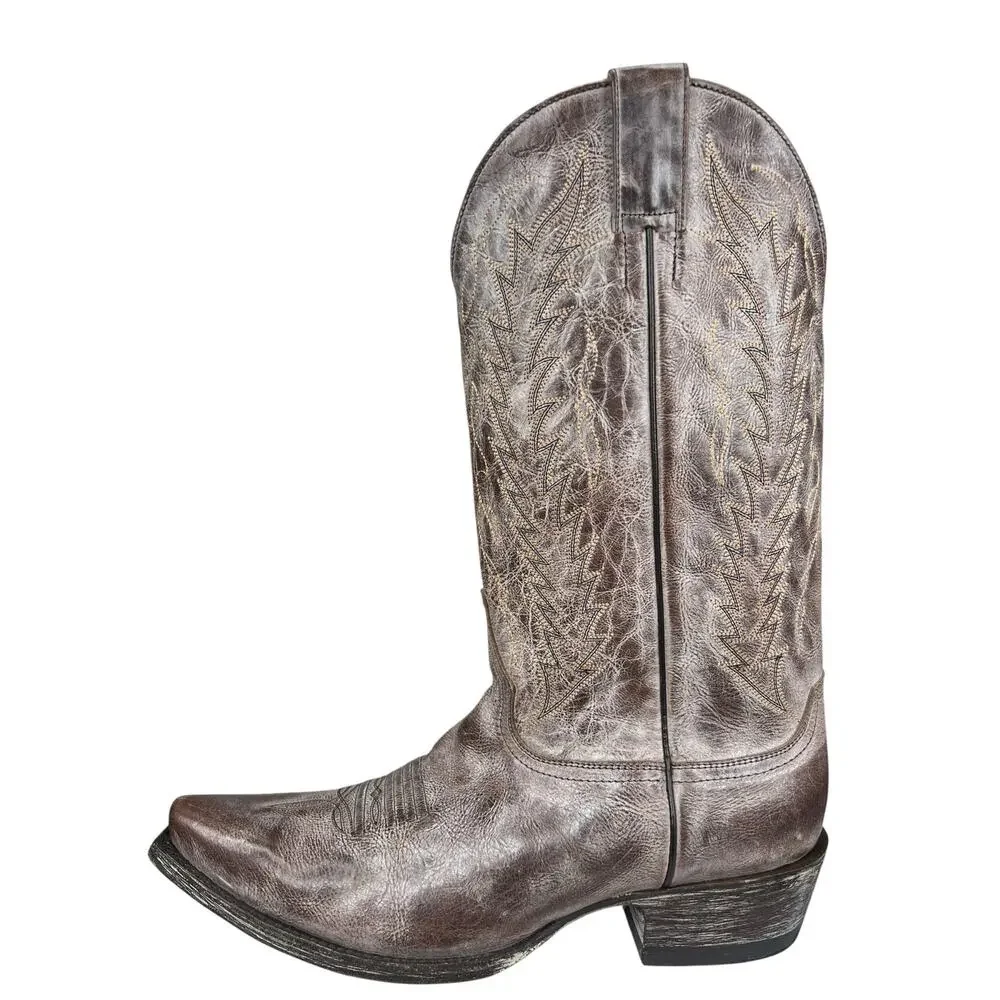 Tri Star Men’s Apache Brown White Distressed Cowboy Boots Size US 9 EE